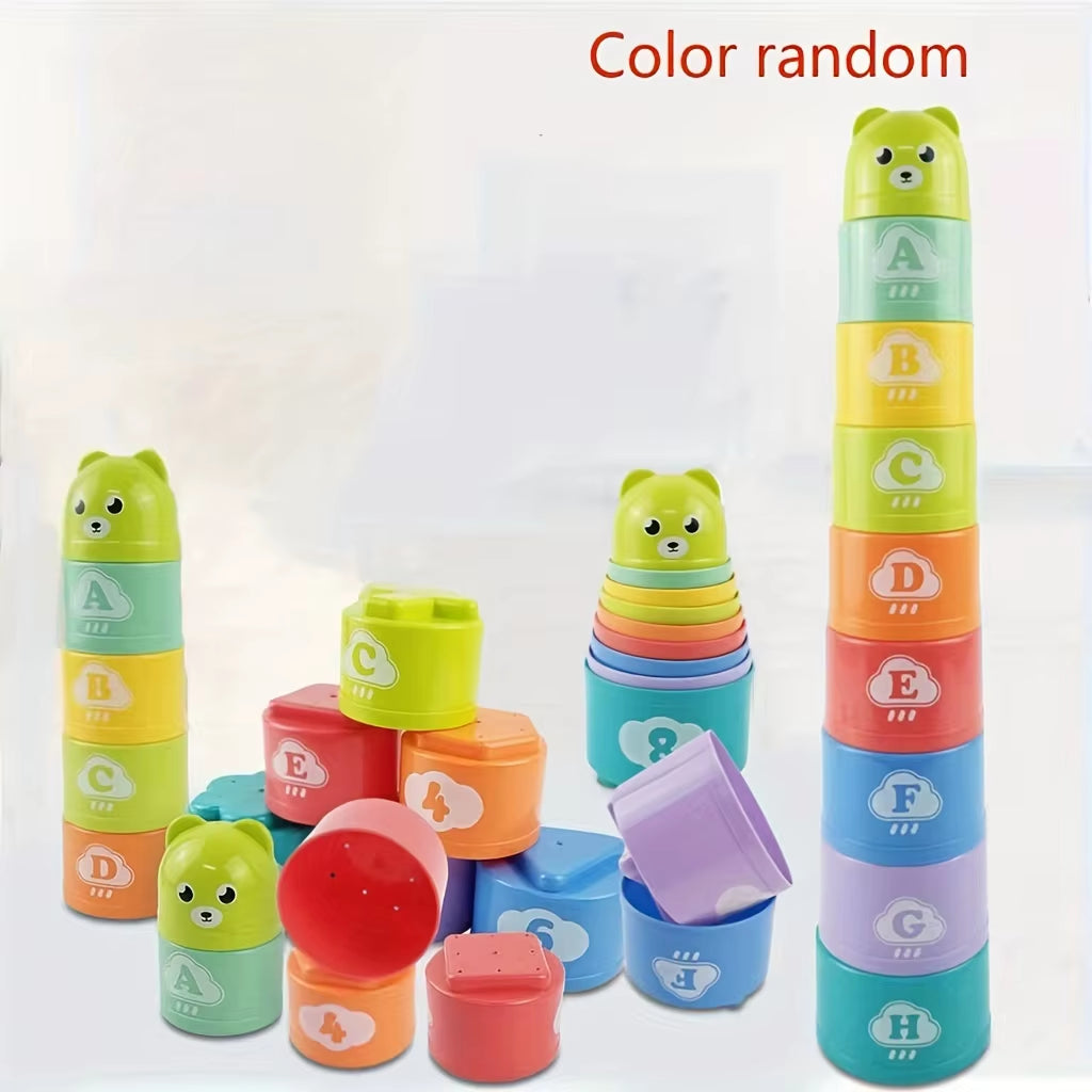 Rainbow Stacking Cups for Kids - Educational Tower Toy & Beach Gift