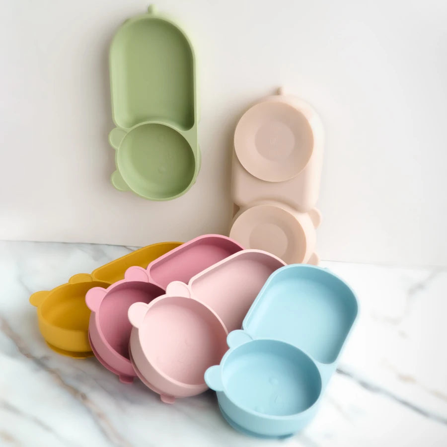 Ultimate Baby Feeding Silicone Tableware Set - Waterproof, BPA Free, with Sucker Plates, Bowl, Bib, and Cups - Free Shipping!