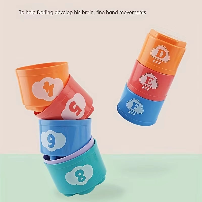 Rainbow Stacking Cups for Kids - Educational Tower Toy & Beach Gift