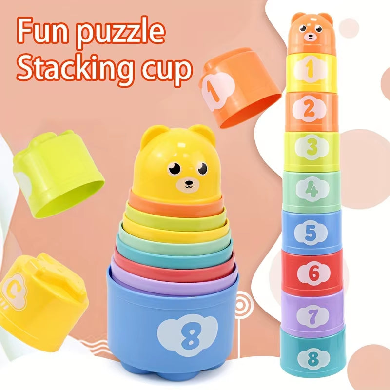 Rainbow Stacking Cups for Kids - Educational Tower Toy & Beach Gift