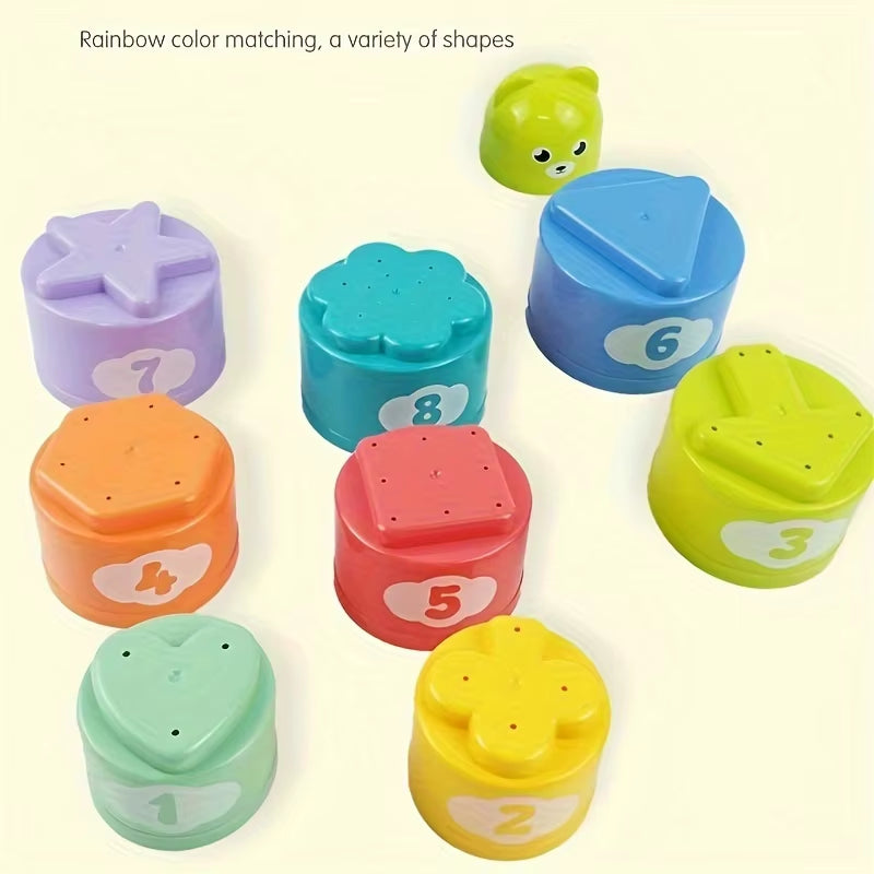 Rainbow Stacking Cups for Kids - Educational Tower Toy & Beach Gift