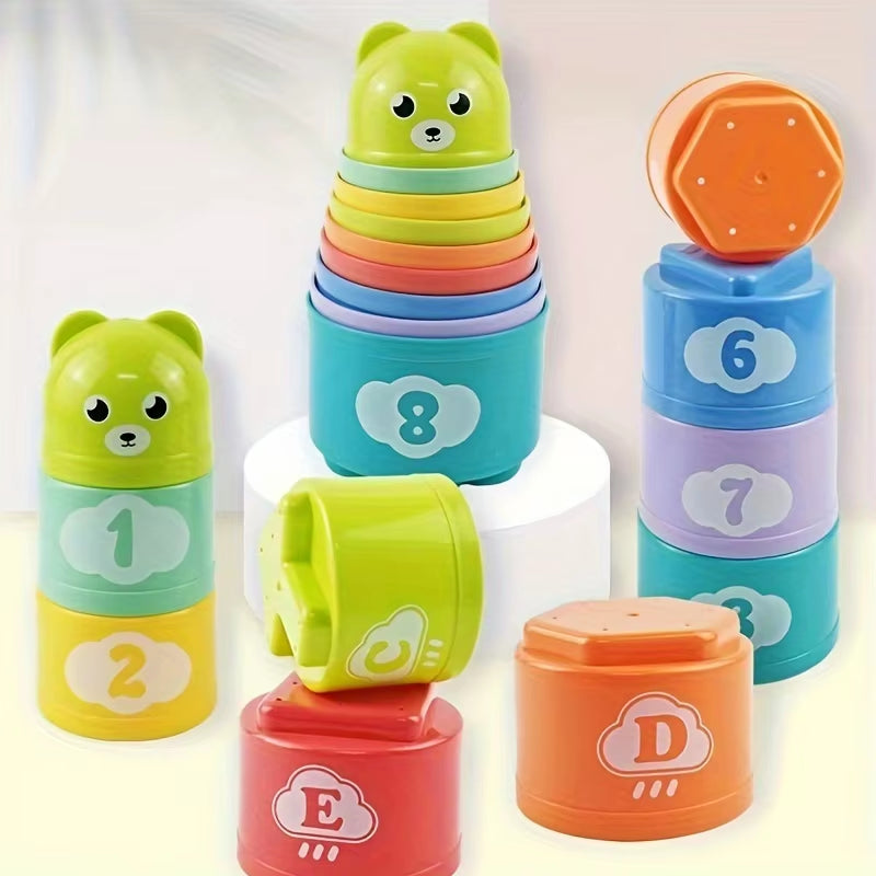 Rainbow Stacking Cups for Kids - Educational Tower Toy & Beach Gift