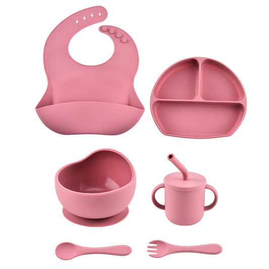 Silicone Baby Feeding Set (6-Piece) – BPA-Free, Anti-Spill Toddler Tableware for Babies 6+ Months