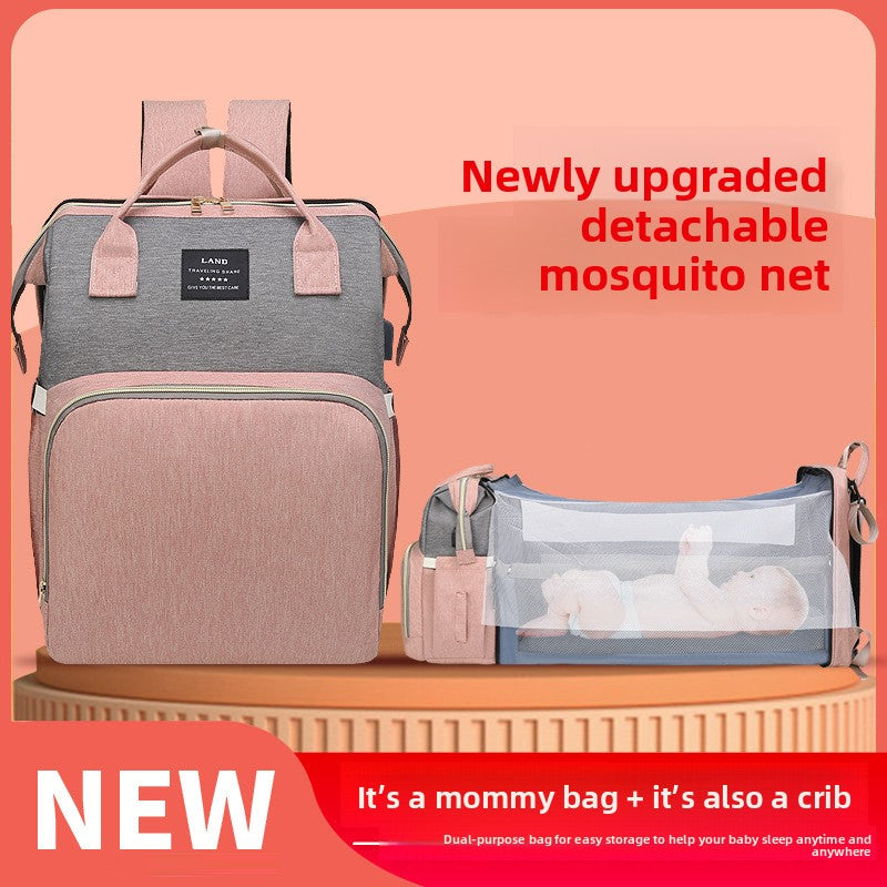 Multifunctional Waterproof Diaper Backpack – Mother & Baby Travel Bag with Stroller Hooks, Changing Pad & USB Port